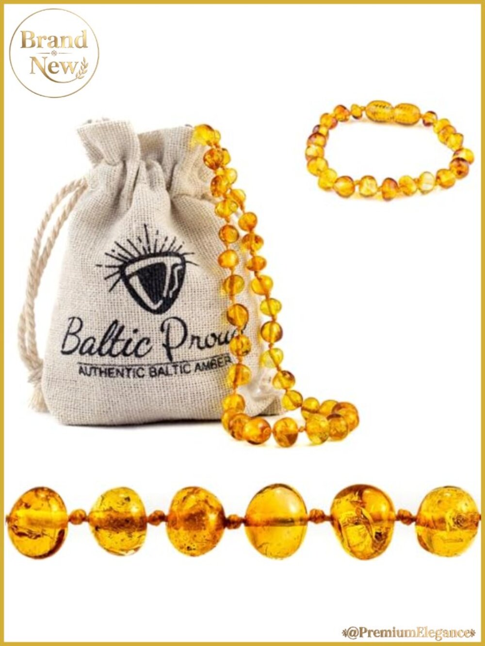 Baltic Amber Necklace & Bracelet Gift Set - Beaded Honey Jewelry, 12.5"